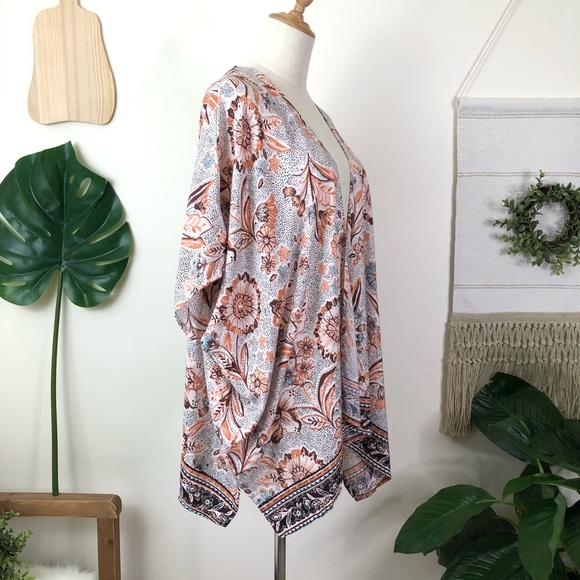 Angie | Floral Print Kimono Sleeve Cardigan Medium - Picture 3 of 12
